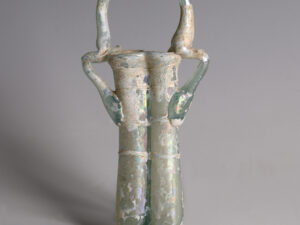 Ancient Roman Glass Double Balsamarium with Applied Handles