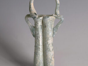 Ancient Roman Glass Double Balsamarium with Applied Handles