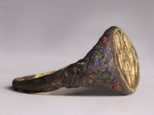 Medieval Bronze and Gold Plated Ring with Saints 3-1