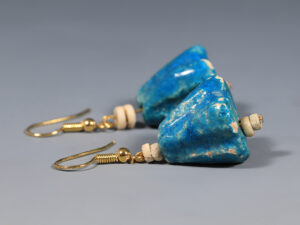 ancient egyptian faience lotus amulet earrings
