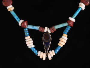 ancient egyptian turquoise faience and jasper necklace with gold carnelian lapis lazuli pendant