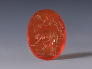 ancient roman carnelian intaglio with a sacrifice 