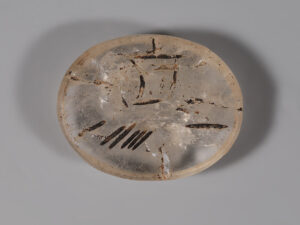 ancient roman rock crystal intaglio of a galley