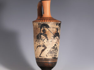 attic white ground lekythos beldam painter athena between warriors
