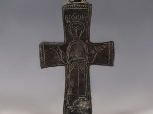 byzantine enkolpion reliquary cross with mary theotokos