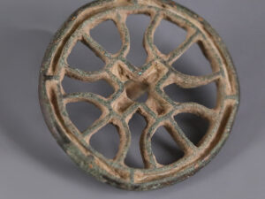 circular bronze compartmented stamp seal greek cross