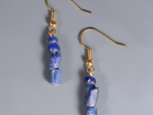 ancient roman dark blue glass beaded earrings