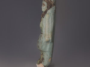 egyptian faience overseer shabti with hieroglyphic inscriptions