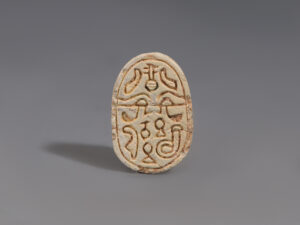 egyptian steatite scarab with apotropaic hieroglyphs