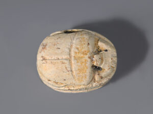 egyptian steatite scarab with hunting scene