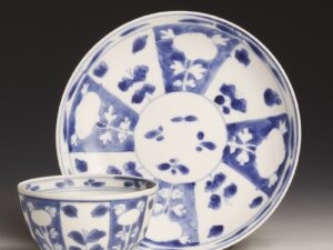 Kangxi White and Blue Tea Bowl with Saucer