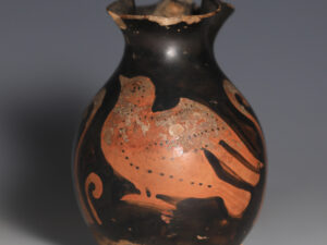 greek terracotta oinochoe with a bird
