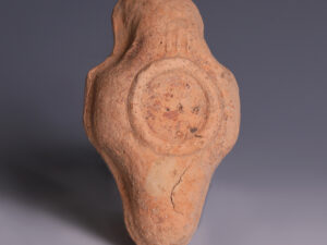 holy land terracotta oil lamp with christ handle 2