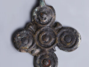 late roman byzantine bronze circular cross pendant