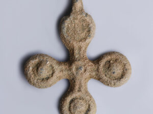 late roman-byzantine bronze cross pendant with circle finials