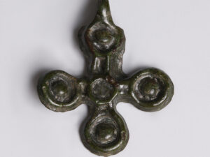 late roman-byzantine bronze cross pendant with circular finials a