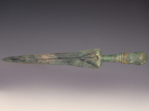 luristan bronze dagger with a triple grooved blade