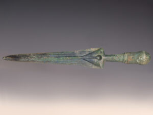 luristan bronze dagger with a triple grooved blade