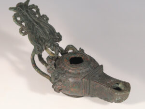 roman bronze oil lamp