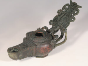 roman bronze oil lamp