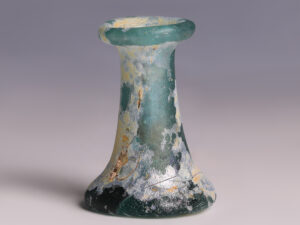 roman blue glass cotton reel type unguentarium