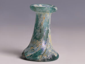 roman blue glass cotton reel type unguentarium
