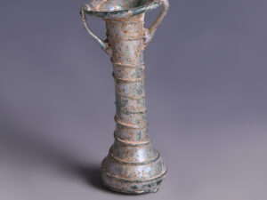 roman glass cosmetic flask with trail decorations