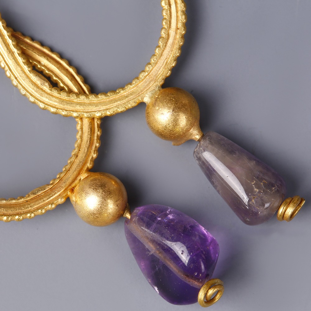 roman gold amethyst earrings
