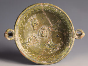 roman green lead-glazed terracotta kylix