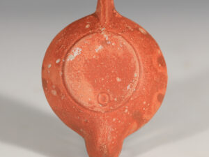 roman loeschcke type viii oil lamp with ovolo shoulder and foliage motif 4
