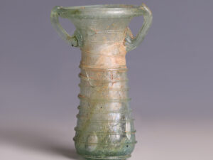 roman pale green glass cosmetic flask trail decoration