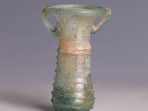 roman pale green glass cosmetic flask trail decoration