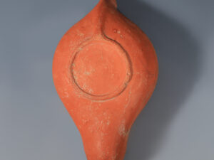 roman terracotta oil lamp with chi rho monogram