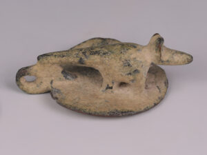 romano egyptian bronze vessel lid shrew handle