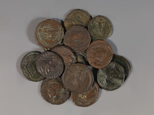 selection of constantine i bronze folles commemorating constantinople