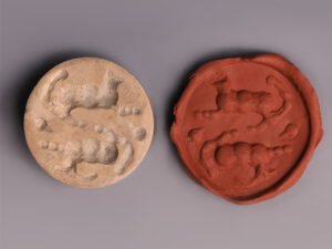 sumerian jemdet nasr limestone stamp seal with animals