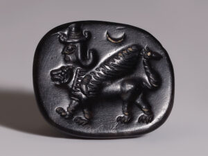 syro hittite black hardstone stamp seal mythological creature