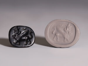syro hittite black hardstone stamp seal mythological creature