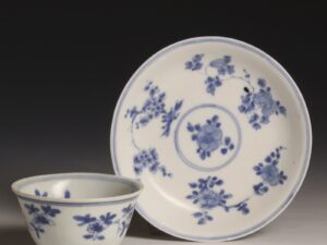 Kangxi Blue and White Tea Bowl with Saucer