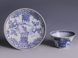 tek sing blue white cup and saucer