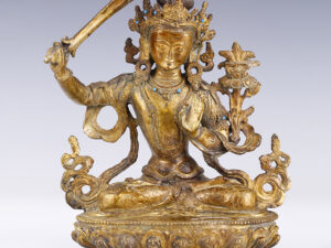 tibetan-gilded-statuette-of-bodhisattva-manjushri 1