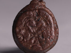 western asiatic bronze stamp seal with formee cross