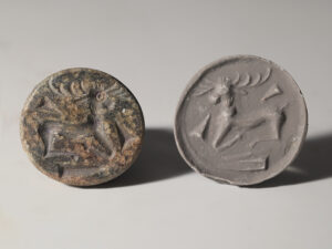 western asiatic granite stamp seal with recumbent stag