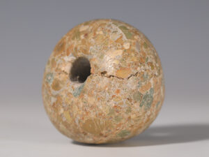western asiatic polychromatic limestone macehead 3