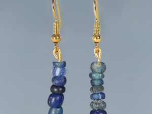 ancient roman dark blue glass beaded earrings