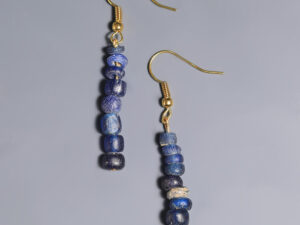 ancient roman dark blue glass beaded earrings