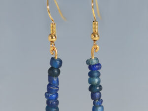 ancient roman dark blue glass beaded earrings