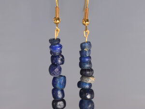 ancient roman dark blue glass beaded earrings