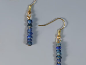 ancient roman dark blue glass beaded earrings