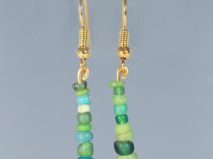 ancient roman green glass beaded earrings
